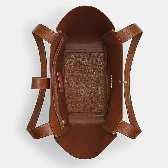 NWT Coach Hadley Turnlock Brown Suede Tote Bag - Picture 3 of 11